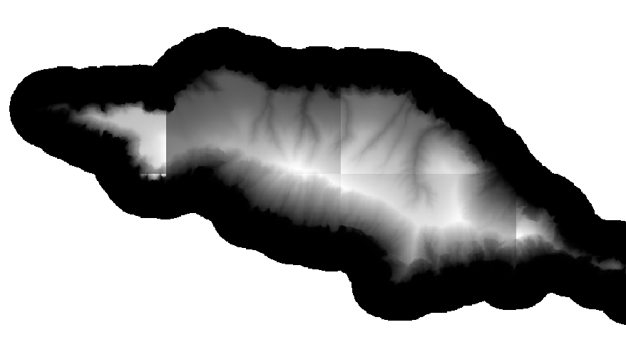 Image showing a section of the OPR DEM over Anacapa Island showing seams at the borders of the tiles
