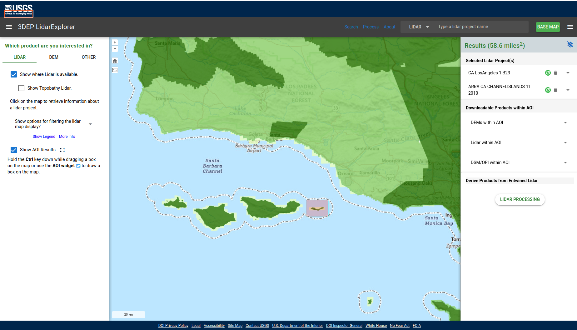 Image showing what an area of interest box looks like on the map