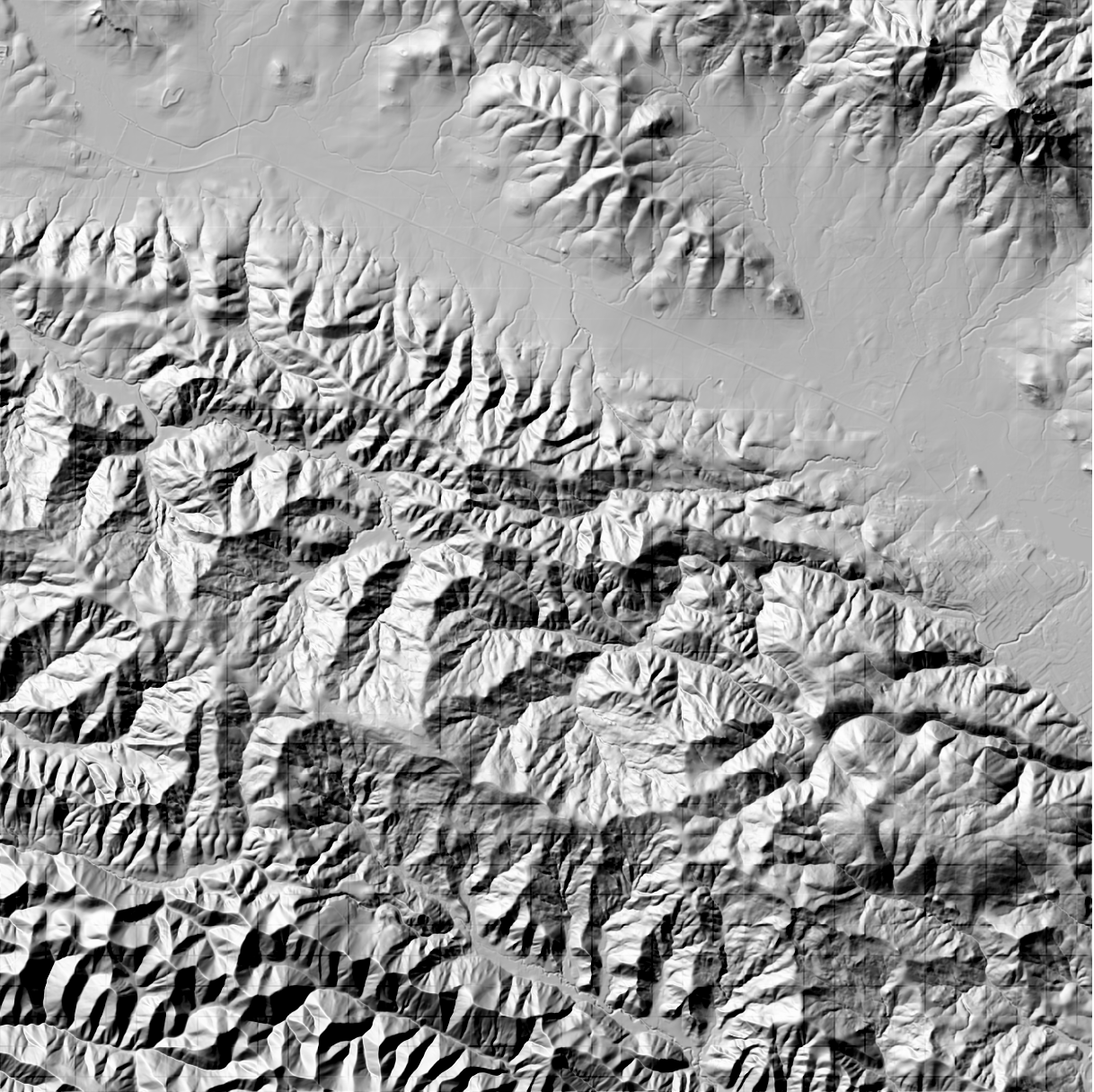 Image showing a hillshade render of a DEM