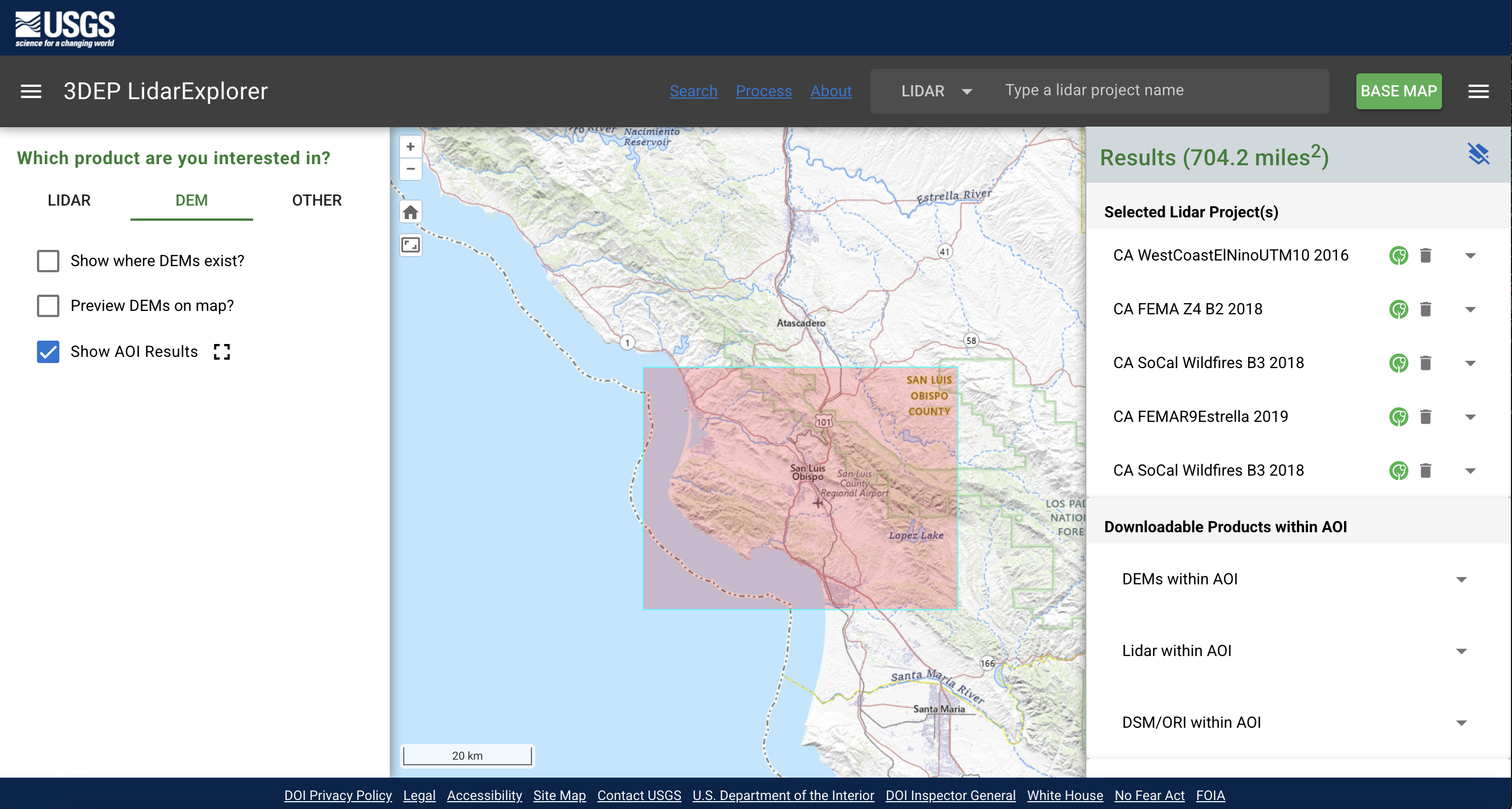 Image showing what an area of interest box looks like on the map